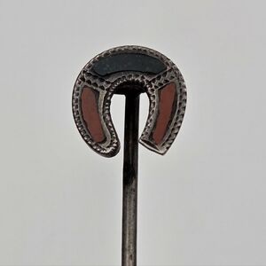Antique Edwardian Silver Scottish Granite & Bloodstone Stick Pin Brooch C1900